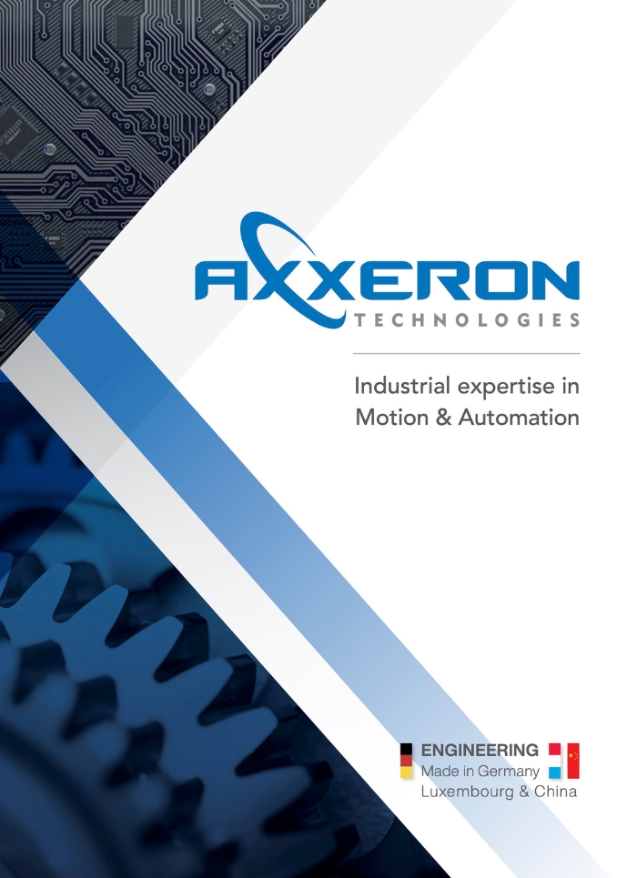 AXXERON Imagebroschüre 2025 – Überblick über die Unternehmensgruppe, Business Units Motion & Automation, Produkte und Branchen